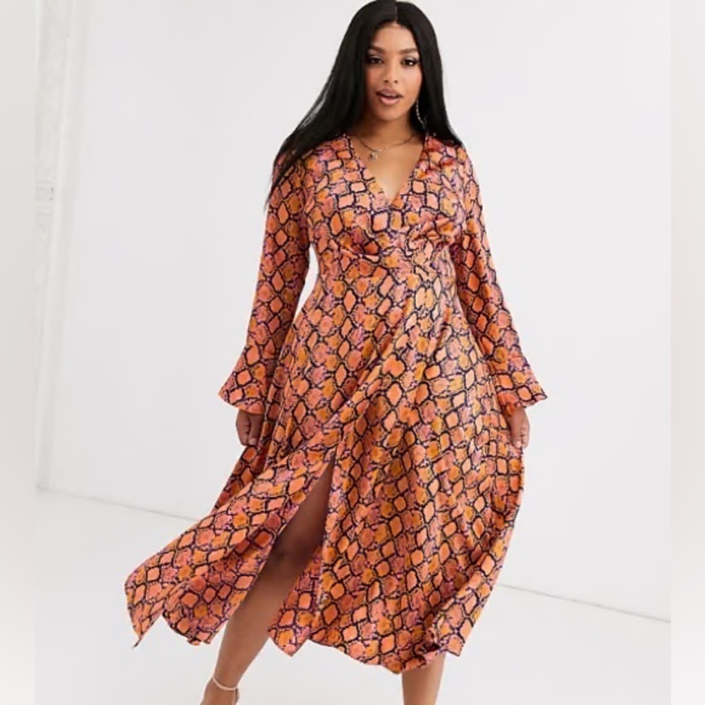 ASOS DESIGN | Python Print Wrap Dress - Picture 2 of 11